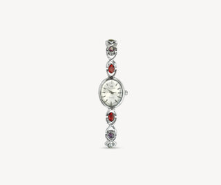 Vintage Colorful Diamond Silver Watch