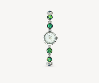 Emerald & Blue Silver-Toned Watch